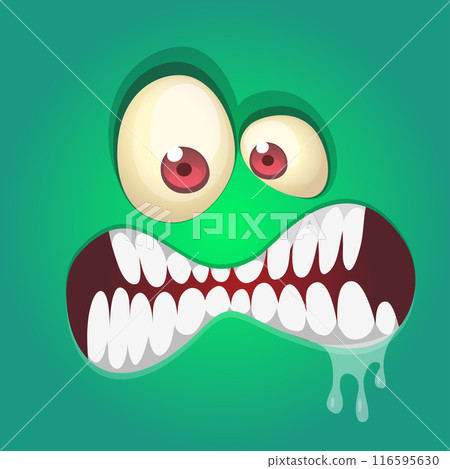 Funny cartoon monster face. Vector monster square avatar 116595630