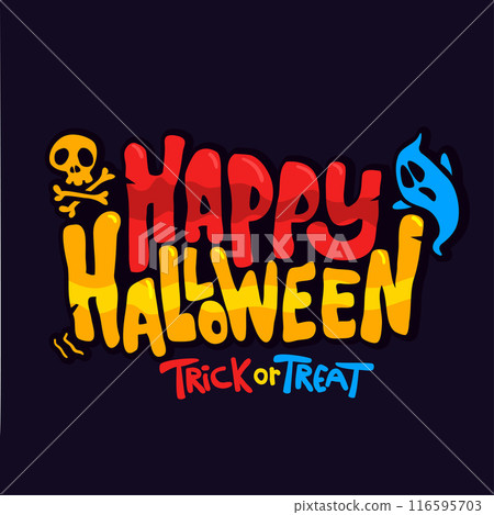 Happy Halloween title lettering. Typography design illustration. Vector logo for poster or party invitation Happy Halloween title lettering. Typography design illustration. Vector logo for poster or party invitation 116595703