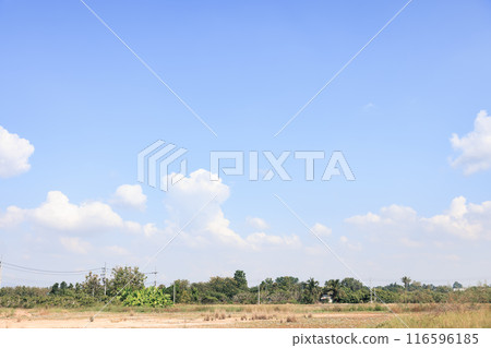 Land, blue sky and clouds for background. Land, blue sky and clouds for background. 116596185