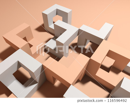 Abstract geometric installation with cubical shapes 3 d 116596492