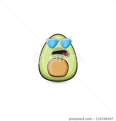funny cartoon cute tiny avocado character isolated on grey background. My name is avocado vector concept. vector healthy summer funky avocado fruit character 116596497