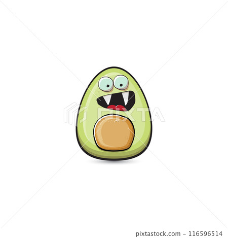 funny cartoon cute tiny avocado character isolated on grey background. My name is avocado vector concept. vector healthy summer funky avocado fruit character 116596514