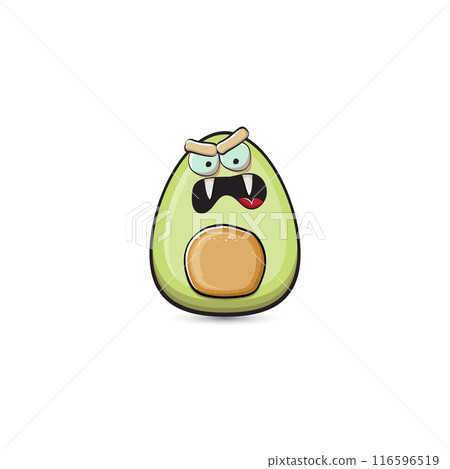 funny cartoon cute tiny avocado character isolated on grey background. My name is avocado vector concept. vector healthy summer funky avocado fruit character 116596519