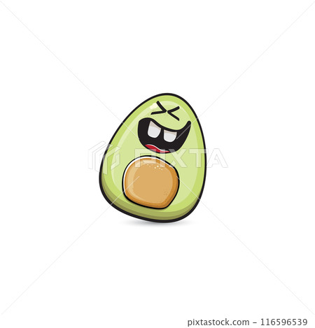 funny cartoon cute tiny avocado character isolated on grey background. My name is avocado vector concept. vector healthy summer funky avocado fruit character 116596539