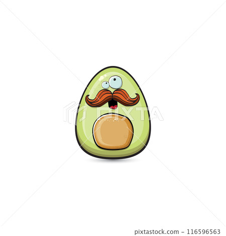 funny cartoon cute tiny avocado character isolated on grey background. My name is avocado vector concept. vector healthy summer funky avocado fruit character 116596563