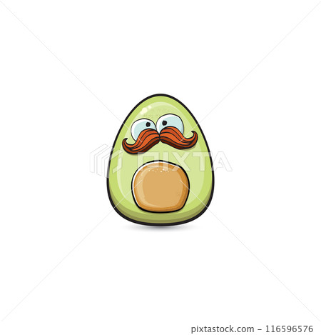 funny cartoon cute tiny avocado character isolated on grey background. My name is avocado vector concept. vector healthy summer funky avocado fruit character 116596576