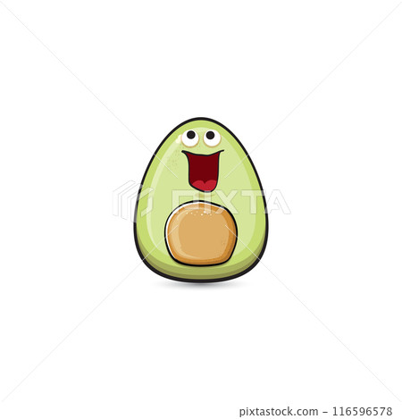 funny cartoon cute tiny avocado character isolated on grey background. My name is avocado vector concept. vector healthy summer funky avocado fruit character 116596578