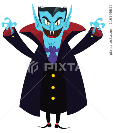 Cute cartoon vampire smiling. Vector illustration isolated. Halloween design 116596632