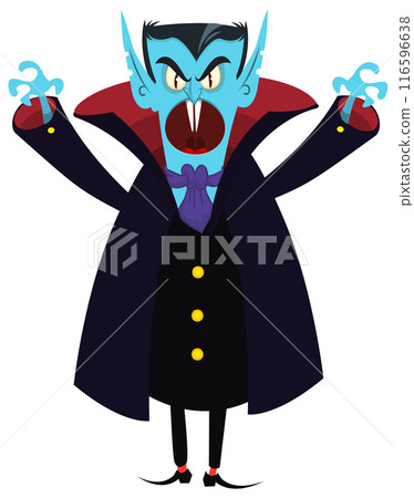 Cute cartoon vampire smiling. Vector illustration isolated. Halloween design 116596638