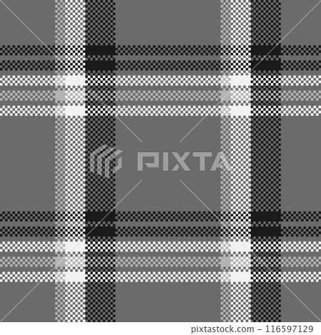 Black and white check plaid seamless vector pattern. 116597129