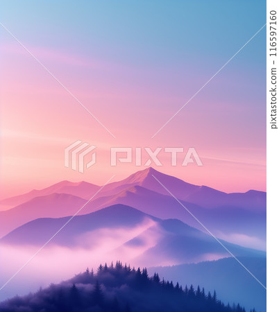 美麗的彩色霧山 AI 生成影像 美麗的彩色霧山 AI 生成影像 116597160