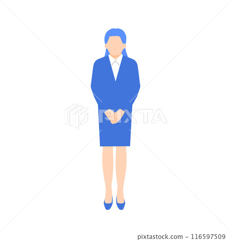 Illustration of a woman in a recruitment suit bowing - Job hunting and business etiquette 116597509