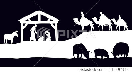 Christmas Nativity Scene Bethlehem Manger Wise Men 116597964