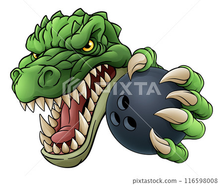 Crocodile Dinosaur Alligator Bowling Sports Mascot Crocodile Dinosaur Alligator Bowling Sports Mascot 116598008