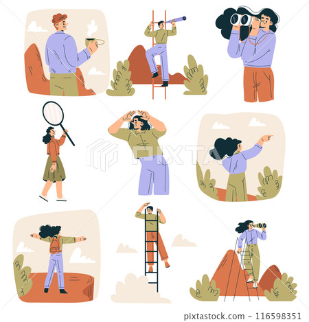 Look to Future with People Character View Horizon Vector Set Look to Future with People Character View Horizon Vector Set 116598351