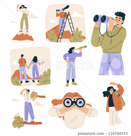 Look to Future with People Character View Horizon Vector Set Look to Future with People Character View Horizon Vector Set 116598355