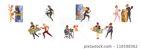 Internet Fraud and Scam with People Hacker and Cybercriminal Vector Set Internet Fraud and Scam with People Hacker and Cybercriminal Vector Set 116598362