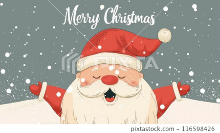 christmas greeting card with cute santa claus illustration 116598426