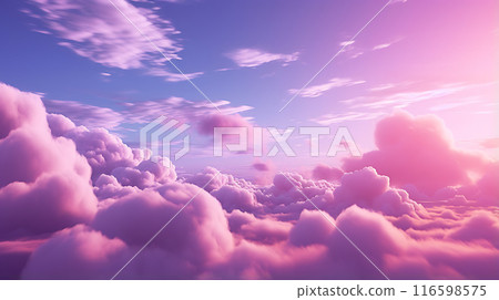 Colorful purple sunset on pink and violet sky. Neon background with a close-up. 116598575