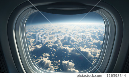 從飛機的窗戶看到美麗的天空風景 116598844