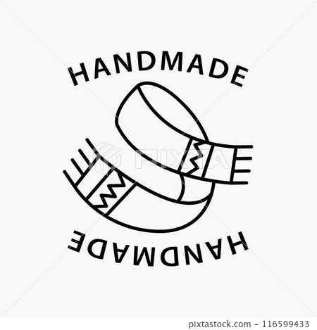 Scarf Made with Love Knitting Logo. Handmade Badge 116599433