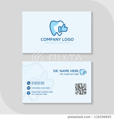 Dental business card template use in presentation for company or clinic. dental health concept. medical health and dentistry concept. vector design. Dental business card template use in presentation for company or clinic. dental health concept. medical health and dentistry concept. vector design. 116599845