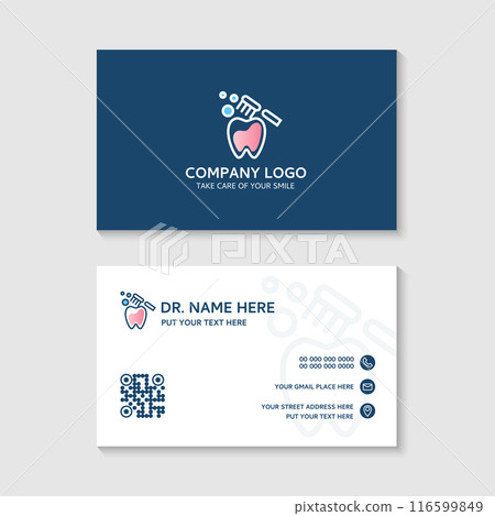 Dental business card template use in presentation for company or clinic. dental health concept. medical health and dentistry concept. vector design. 116599849