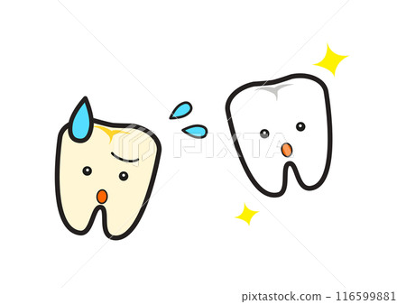 Yellowed teeth and clean teeth 116599881