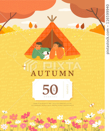 autumn sentimental frame illustration. Web-Banner 116599940