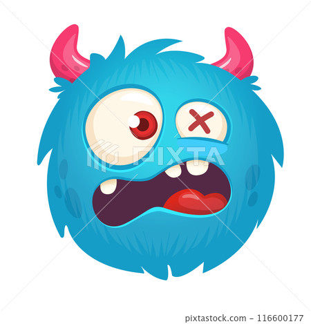Funny cartoon monster character. Illustration of cute and happy alien creature Funny cartoon monster character. Illustration of cute and happy alien creature 116600177