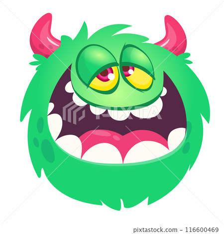 Funny cartoon monster character. Illustration of cute and happy alien creature Funny cartoon monster character. Illustration of cute and happy alien creature 116600469