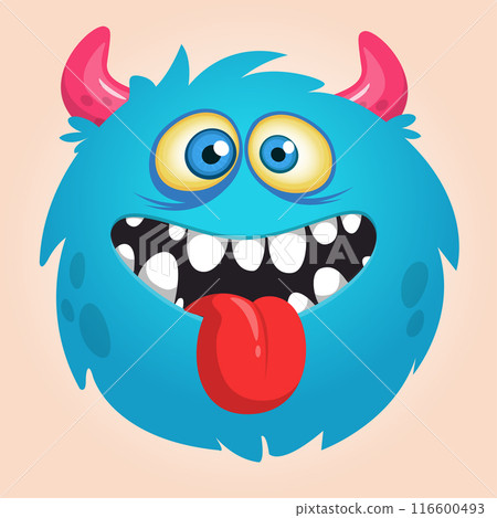 Funny cartoon monster character. Illustration of cute and happy alien creature Funny cartoon monster character. Illustration of cute and happy alien creature 116600493