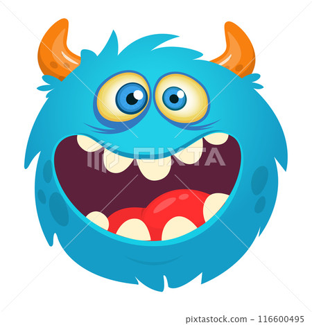 Funny cartoon monster character. Illustration of cute and happy alien creature 116600495