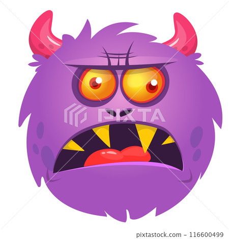 Funny cartoon monster character. Illustration of cute and happy alien creature Funny cartoon monster character. Illustration of cute and happy alien creature 116600499