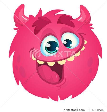 Funny cartoon monster character. Illustration of cute and happy alien creature 116600502