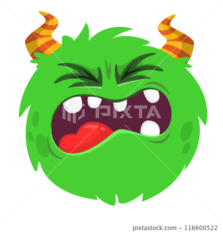 Funny cartoon monster character. Illustration of cute and happy alien creature Funny cartoon monster character. Illustration of cute and happy alien creature 116600522