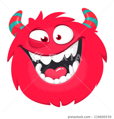 Funny cartoon monster character. Illustration of cute and happy alien creature Funny cartoon monster character. Illustration of cute and happy alien creature 116600539