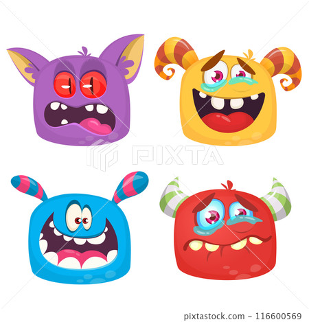 Cute cartoon Monsters. Set of cartoon monsters: ghost, goblin, bigfoot yeti, troll, dragon and alien . Halloween design Cute cartoon Monsters. Set of cartoon monsters: ghost, goblin, bigfoot yeti, troll, dragon and alien . Halloween design 116600569