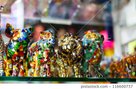 Souvenirs of the Barcelona mosaic on store shelves 116600737