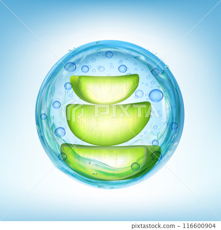 Aloe vera slices in serum and hyaluronan acid Aloe vera slices in serum and hyaluronan acid 116600904