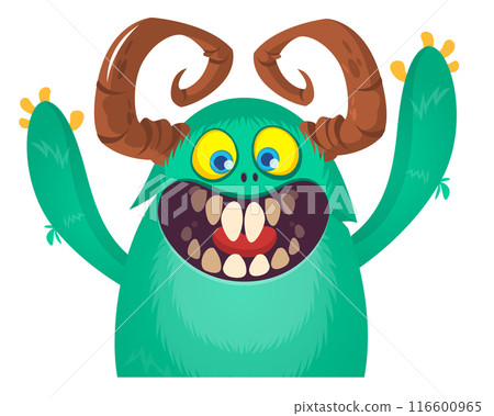 Angry cartoon monster character. Illustration of an  alien. Halloween vector design isolated 116600965