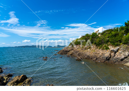 [瀨戶內海國立公園] 從兵庫縣赤穗市榻榻米岩上看到的赤穗岬、岬1 116601625