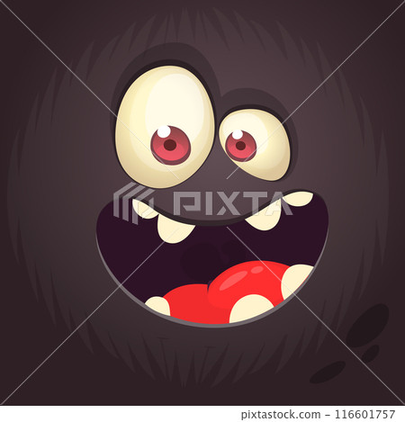 Cartoon monster face with funny expression. Vector Halloween monster illustration Cartoon monster face with funny expression. Vector Halloween monster illustration 116601757