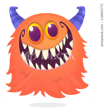 Angry cartoon flying monster with funny face. Halloween vector illustration. Great for package or party decoration 116601773