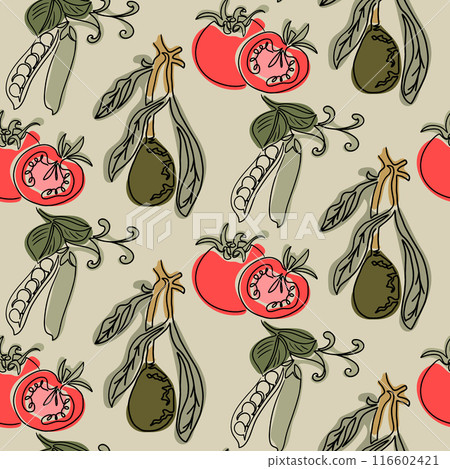 Boho style seamless pattern with vegetables Boho style seamless pattern with vegetables 116602421