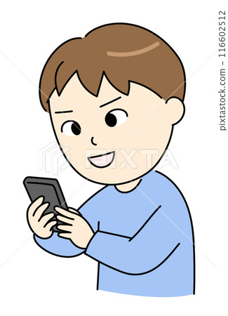 A boy who developed cross-eyed eyes after looking at his smartphone for a long time A boy who developed cross-eyed eyes after looking at his smartphone for a long time 116602512