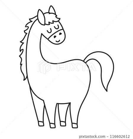 outline cartoon horse isolated 116602612