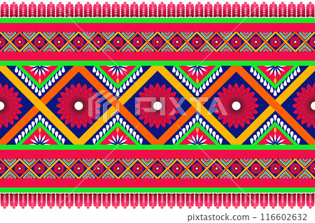 Ethnic Pattern. Ethnic India geometric pattern oriental style for tile and textile decoration. 116602632