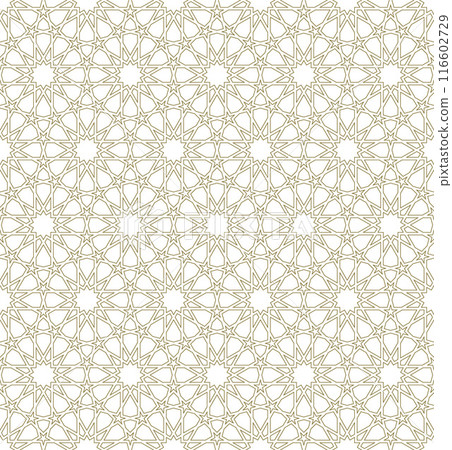 Seamless arabic geometric ornament in brown color. 116602729