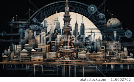 機械城，復古風格插畫 116602762